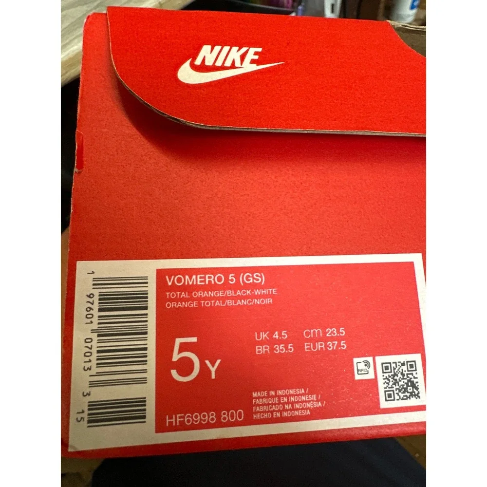 Nike Vomero 5 GS Total Orange Black White Kids Running Shoes HF6998-800 Size 5Y